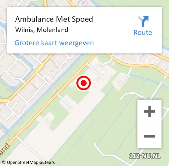 Locatie op kaart van de 112 melding: Ambulance Met Spoed Naar Wilnis, Molenland op 9 mei 2018 08:26