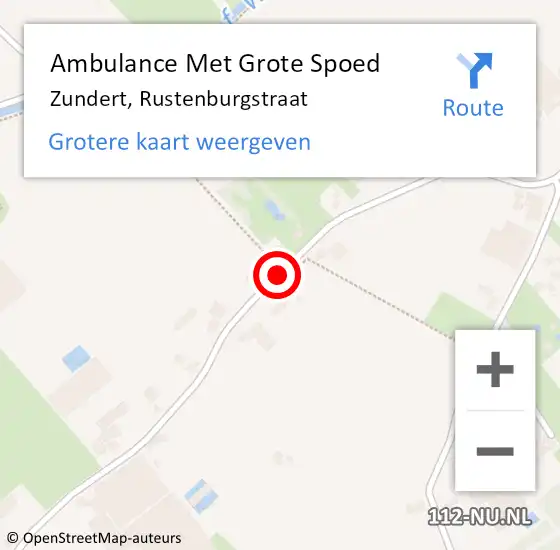 Locatie op kaart van de 112 melding: Ambulance Met Grote Spoed Naar Zundert, Rustenburgstraat op 9 mei 2018 08:48