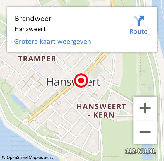 Locatie op kaart van de 112 melding: Brandweer Hansweert op 9 mei 2018 08:53