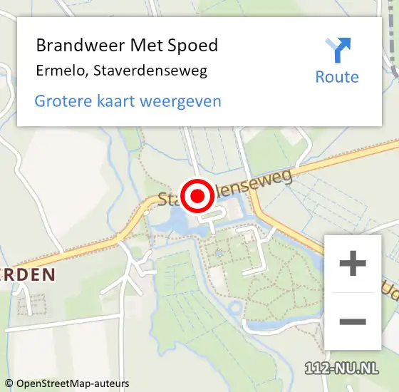 Locatie op kaart van de 112 melding: Brandweer Met Spoed Naar Ermelo, Staverdenseweg op 9 mei 2018 09:17