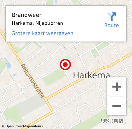 Locatie op kaart van de 112 melding: Brandweer Harkema, Nijebuorren op 9 mei 2018 09:36