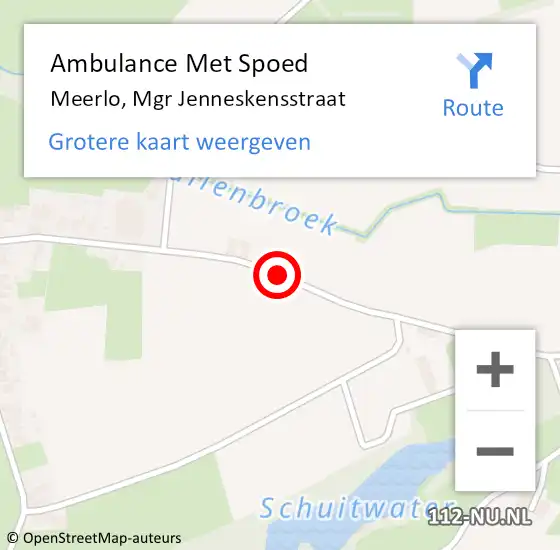 Locatie op kaart van de 112 melding: Ambulance Met Spoed Naar Meerlo, Mgr Jenneskensstraat op 9 mei 2018 10:18