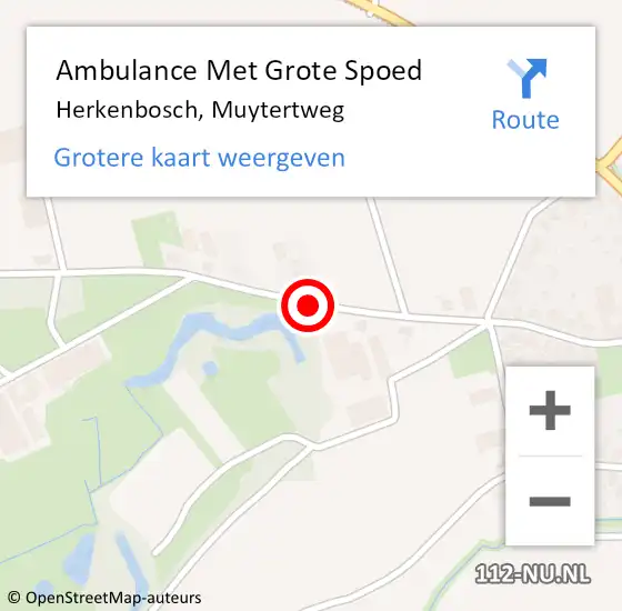 Locatie op kaart van de 112 melding: Ambulance Met Grote Spoed Naar Herkenbosch, Muytertweg op 9 mei 2018 10:39