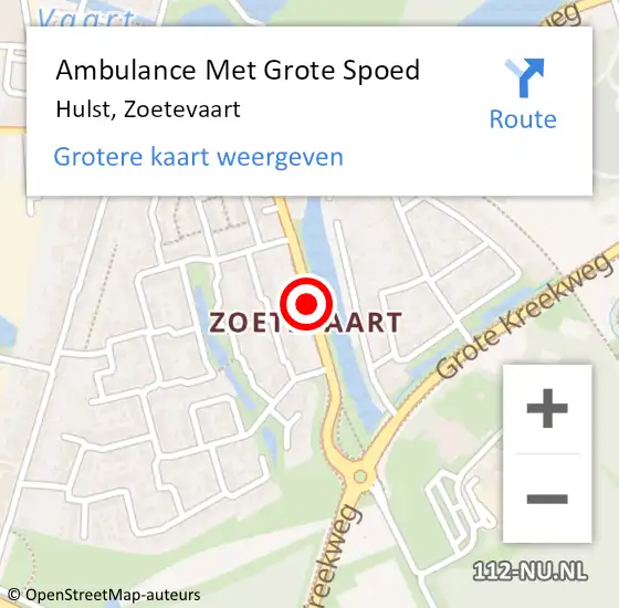 Locatie op kaart van de 112 melding: Ambulance Met Grote Spoed Naar Hulst, Zoetevaart op 9 mei 2018 11:13