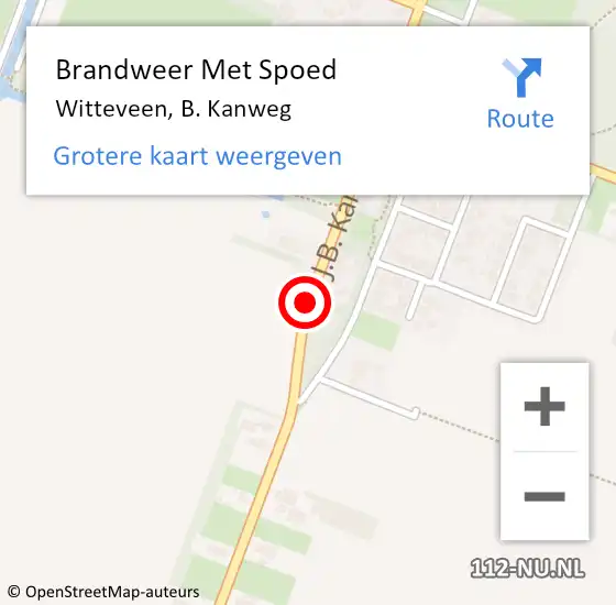 Locatie op kaart van de 112 melding: Brandweer Met Spoed Naar Witteveen, B. Kanweg op 9 mei 2018 11:26