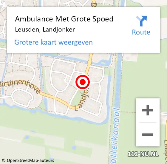 Locatie op kaart van de 112 melding: Ambulance Met Grote Spoed Naar Leusden, Landjonker op 9 mei 2018 12:17