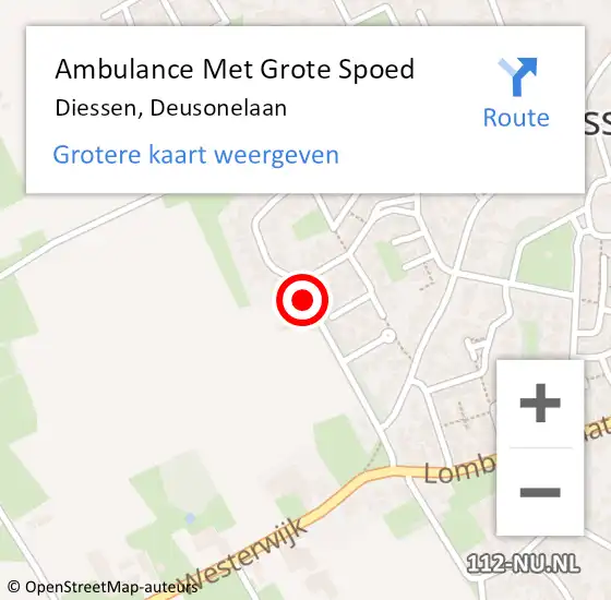 Locatie op kaart van de 112 melding: Ambulance Met Grote Spoed Naar Diessen, Deusonelaan op 9 mei 2018 12:21