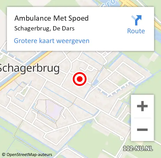 Locatie op kaart van de 112 melding: Ambulance Met Spoed Naar Schagerbrug, De Dars op 9 mei 2018 13:16