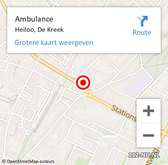 Locatie op kaart van de 112 melding: Ambulance Heiloo, De Kreek op 9 mei 2018 13:18