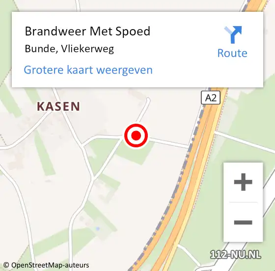 Locatie op kaart van de 112 melding: Brandweer Met Spoed Naar Bunde, Vliekerweg op 9 mei 2018 13:22