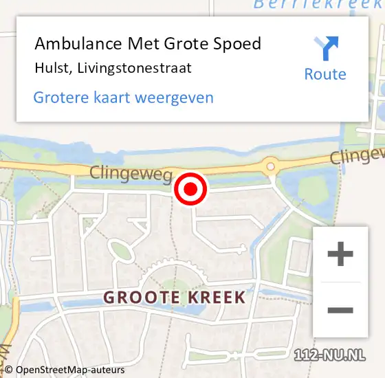 Locatie op kaart van de 112 melding: Ambulance Met Grote Spoed Naar Hulst, Livingstonestraat op 9 mei 2018 13:27