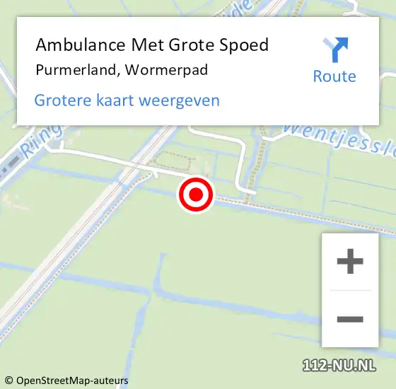 Locatie op kaart van de 112 melding: Ambulance Met Grote Spoed Naar Purmerland, Wormerpad op 9 mei 2018 13:50