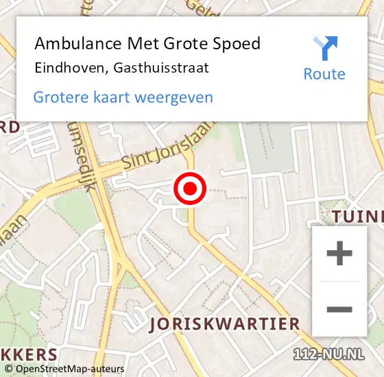 Locatie op kaart van de 112 melding: Ambulance Met Grote Spoed Naar Eindhoven, Gasthuisstraat op 9 mei 2018 14:13