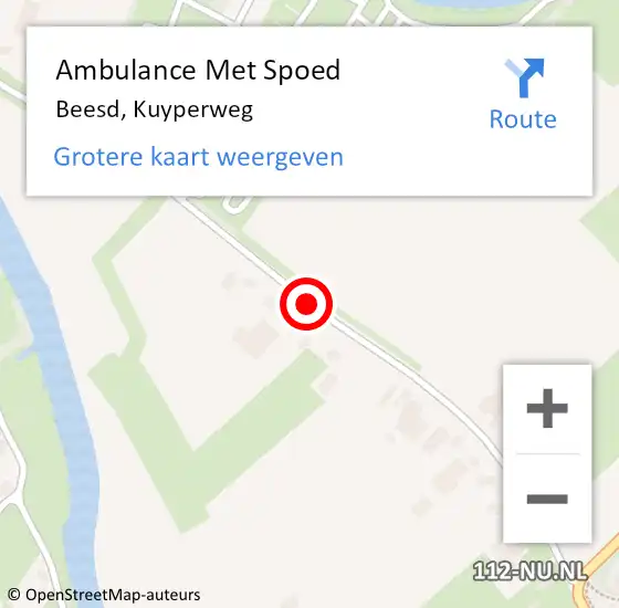 Locatie op kaart van de 112 melding: Ambulance Met Spoed Naar Beesd, Dr A Kuyperweg op 9 mei 2018 14:15