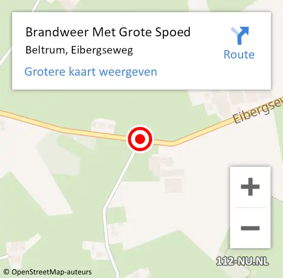 Locatie op kaart van de 112 melding: Brandweer Met Grote Spoed Naar Beltrum, Eibergseweg op 9 mei 2018 14:16