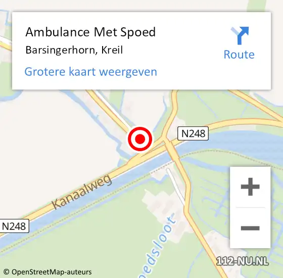 Locatie op kaart van de 112 melding: Ambulance Met Spoed Naar Barsingerhorn, Kreil op 9 mei 2018 14:44