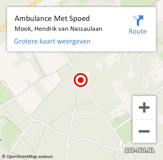 Locatie op kaart van de 112 melding: Ambulance Met Spoed Naar Mook, Hendrik van Nassaulaan op 9 mei 2018 14:50