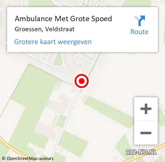 Locatie op kaart van de 112 melding: Ambulance Met Grote Spoed Naar Groessen, Veldstraat op 9 mei 2018 16:38