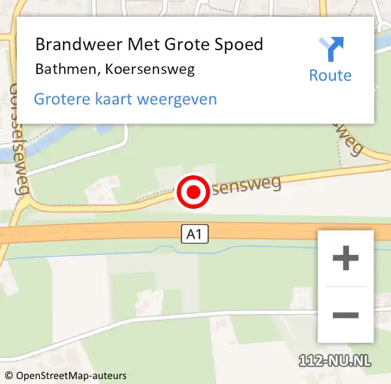 Locatie op kaart van de 112 melding: Brandweer Met Grote Spoed Naar Bathmen, Koersensweg op 9 mei 2018 16:41