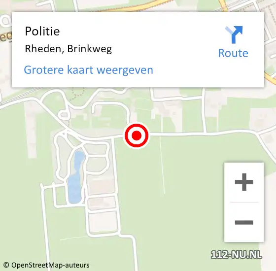 Locatie op kaart van de 112 melding: Politie Rheden, Brinkweg op 9 mei 2018 17:14