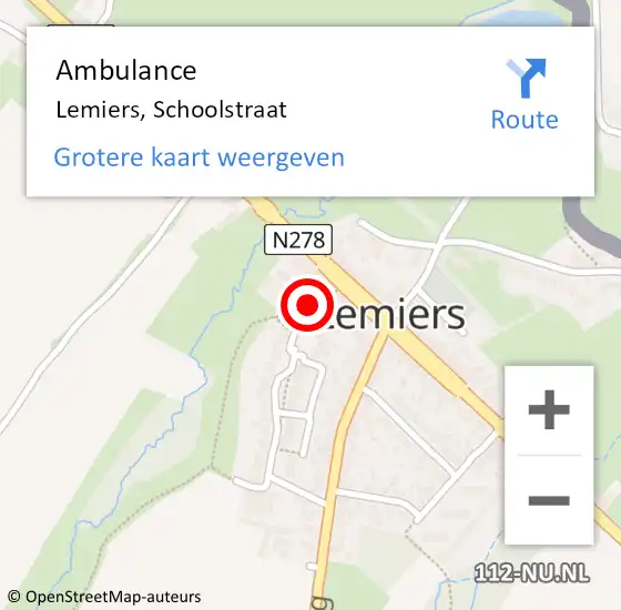 Locatie op kaart van de 112 melding: Ambulance Lemiers, Schoolstraat op 23 september 2013 14:37