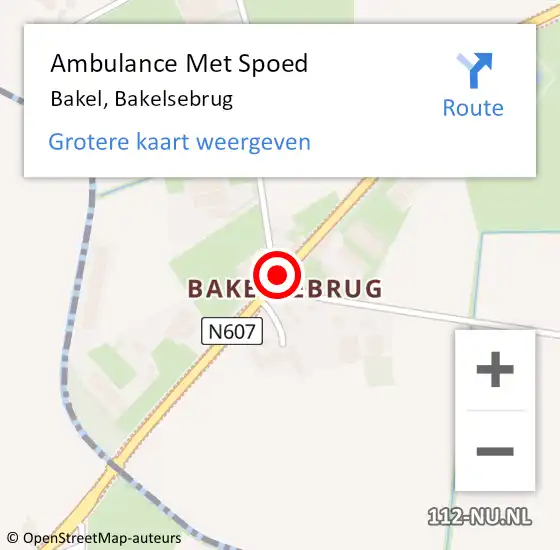 Locatie op kaart van de 112 melding: Ambulance Met Spoed Naar Bakel, Bakelsebrug op 9 mei 2018 17:19