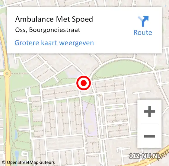 Locatie op kaart van de 112 melding: Ambulance Met Spoed Naar Oss, Bourgondiestraat op 9 mei 2018 17:21