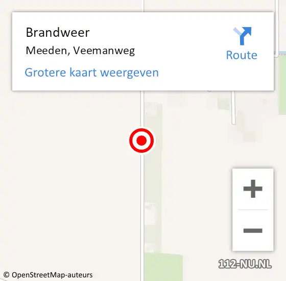 Locatie op kaart van de 112 melding: Brandweer Meeden, Veemanweg op 9 mei 2018 19:03