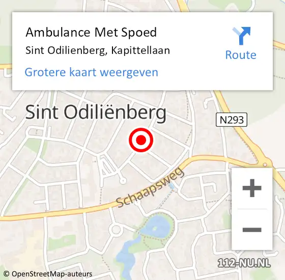Locatie op kaart van de 112 melding: Ambulance Met Spoed Naar Sint Odiliënberg, Kapittellaan op 9 mei 2018 19:09