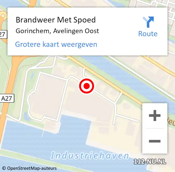 Locatie op kaart van de 112 melding: Brandweer Met Spoed Naar Gorinchem, Avelingen Oost op 9 mei 2018 19:18