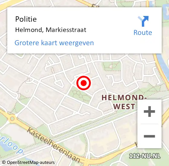 Locatie op kaart van de 112 melding: Politie Helmond, Markiesstraat op 9 mei 2018 19:33