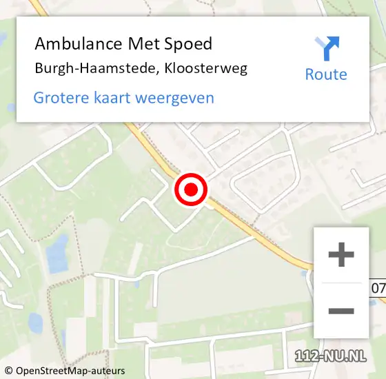 Locatie op kaart van de 112 melding: Ambulance Met Spoed Naar Burgh-Haamstede, Kloosterweg op 9 mei 2018 20:14