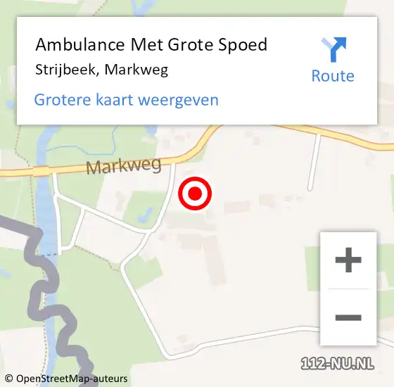 Locatie op kaart van de 112 melding: Ambulance Met Grote Spoed Naar Strijbeek, Markweg op 9 mei 2018 20:16