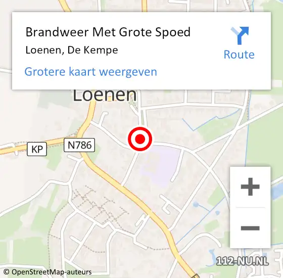Locatie op kaart van de 112 melding: Brandweer Met Grote Spoed Naar Loenen, De Kempe op 9 mei 2018 20:33