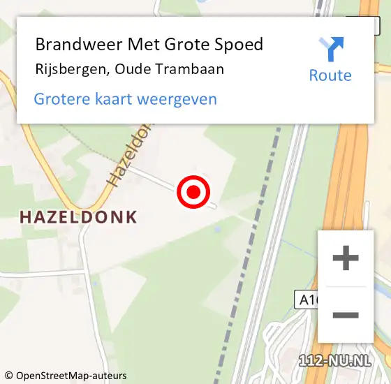 Locatie op kaart van de 112 melding: Brandweer Met Grote Spoed Naar Rijsbergen, Oude Trambaan op 24 februari 2014 17:59