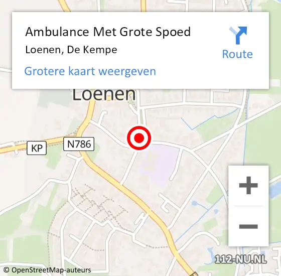 Locatie op kaart van de 112 melding: Ambulance Met Grote Spoed Naar Loenen, De Kempe op 9 mei 2018 20:33