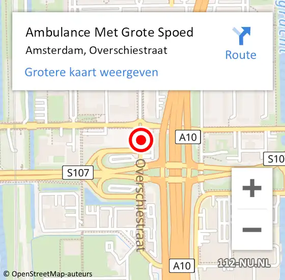 Locatie op kaart van de 112 melding: Ambulance Met Grote Spoed Naar Amsterdam, Overschiestraat op 9 mei 2018 20:44