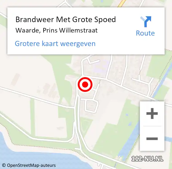 Locatie op kaart van de 112 melding: Brandweer Met Grote Spoed Naar Waarde, Prins Willemstraat op 9 mei 2018 21:07