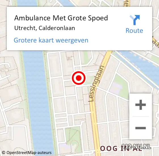 Locatie op kaart van de 112 melding: Ambulance Met Grote Spoed Naar Utrecht, Calderonlaan op 9 mei 2018 21:31