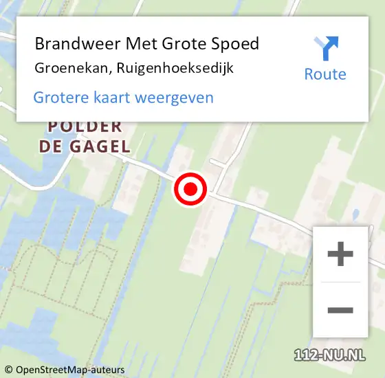 Locatie op kaart van de 112 melding: Brandweer Met Grote Spoed Naar Groenekan, Ruigenhoeksedijk op 9 mei 2018 21:47