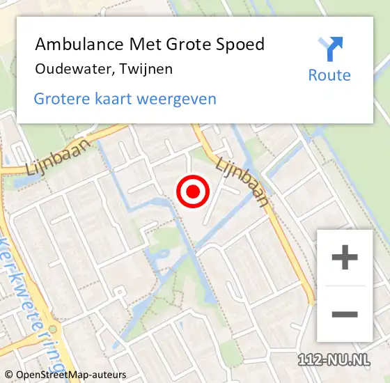 Locatie op kaart van de 112 melding: Ambulance Met Grote Spoed Naar Oudewater, Twijnen op 9 mei 2018 21:47