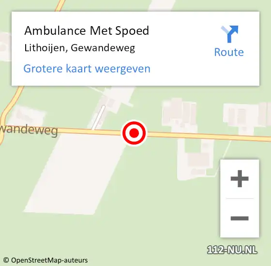 Locatie op kaart van de 112 melding: Ambulance Met Spoed Naar Lithoijen, Gewandeweg op 9 mei 2018 22:12