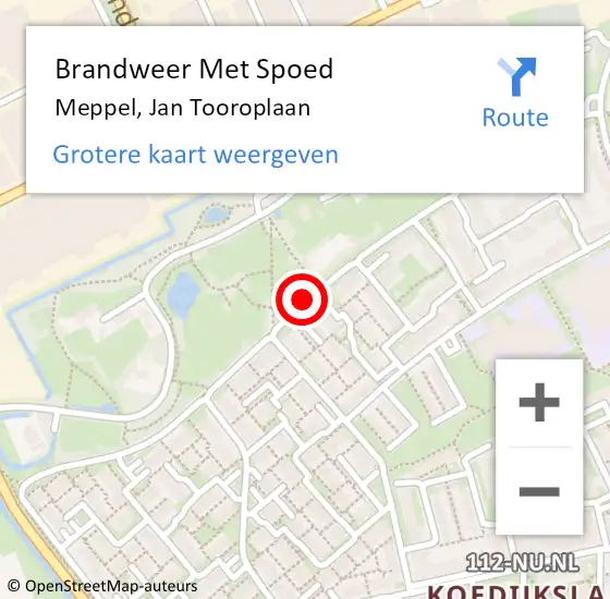 Locatie op kaart van de 112 melding: Brandweer Met Spoed Naar Meppel, Jan Tooroplaan op 9 mei 2018 23:38