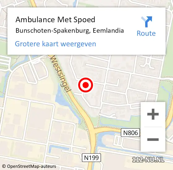 Locatie op kaart van de 112 melding: Ambulance Met Spoed Naar Bunschoten-Spakenburg, Eemlandia op 9 mei 2018 23:48