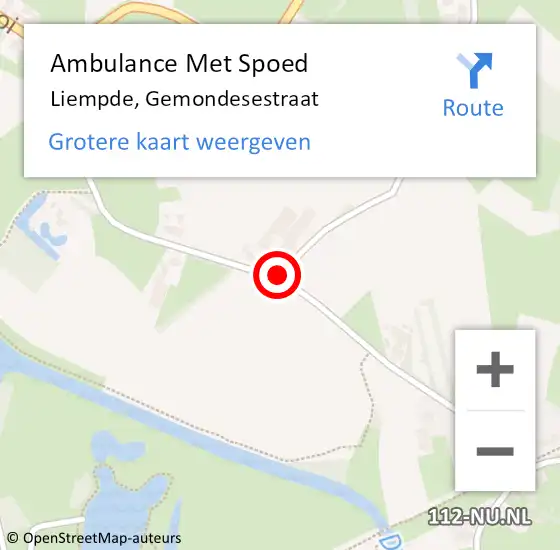 Locatie op kaart van de 112 melding: Ambulance Met Spoed Naar Liempde, Gemondesestraat op 10 mei 2018 00:17