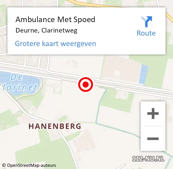 Locatie op kaart van de 112 melding: Ambulance Met Spoed Naar Deurne, Clarinetweg op 10 mei 2018 00:29