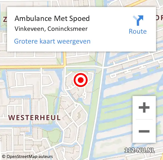 Locatie op kaart van de 112 melding: Ambulance Met Spoed Naar Vinkeveen, Conincksmeer op 10 mei 2018 00:51