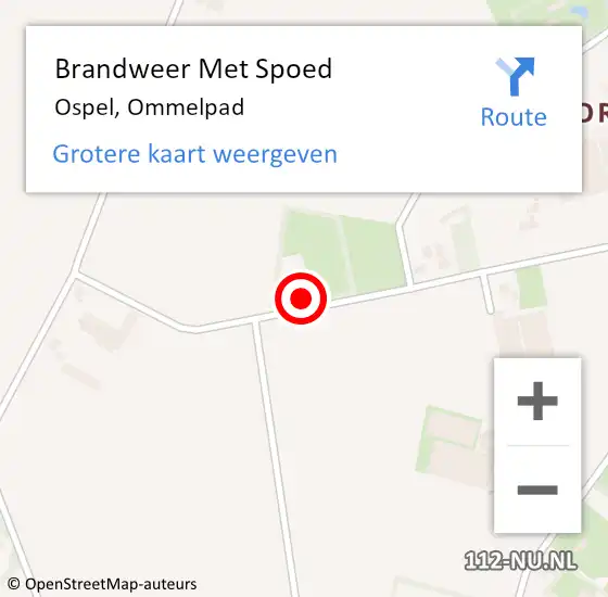 Locatie op kaart van de 112 melding: Brandweer Met Spoed Naar Ospel, Ommelpad op 10 mei 2018 01:11