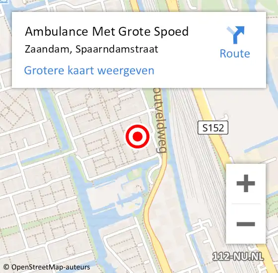 Locatie op kaart van de 112 melding: Ambulance Met Grote Spoed Naar Zaandam, Spaarndamstraat op 10 mei 2018 02:06