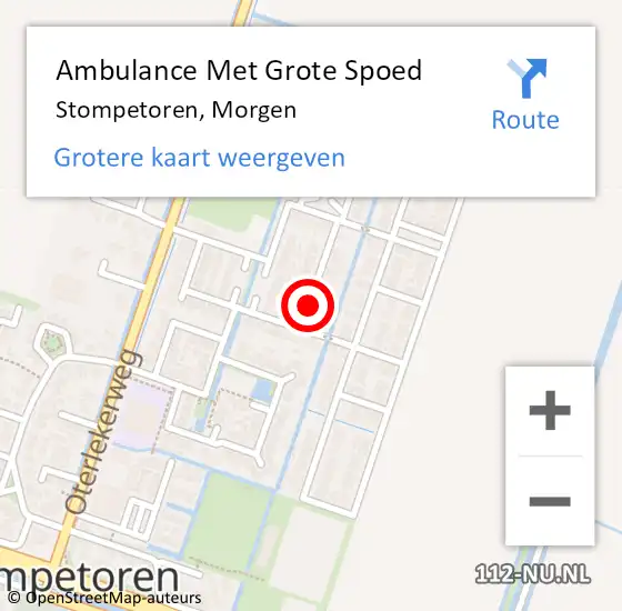 Locatie op kaart van de 112 melding: Ambulance Met Grote Spoed Naar Stompetoren, Morgen op 10 mei 2018 04:49